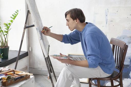 似顔絵師の様子